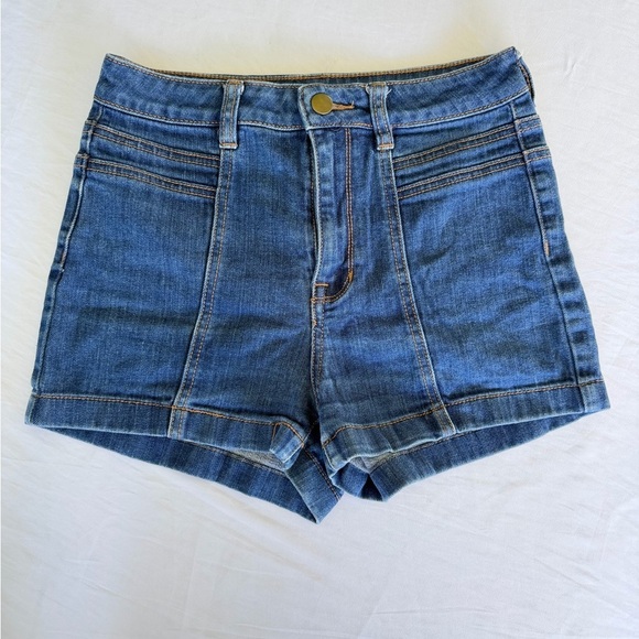 Lottie Moss Pants - Lottie Moss High-Rise Blue Denim Women's Shorts